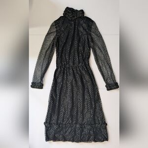 Black Shimmer Scale Cocktail Dress - Long Sleeves